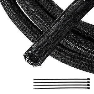 1/4 x 10FT Cable Sleeves Cord Management Braided Wire Loom Sleeving Protector Wiring Cable Cover Flexible Self-Wrap for Automotive Home Office Anti-Scratch High-Temperature Black 1/4 x 10FT Cable Sleeves Cord Management Braided Wire Loom Sleeving Protector Wiring Cable Cover Flexible Self-Wrap for Automotive Home Office Anti-Scratch High-Temperature Black