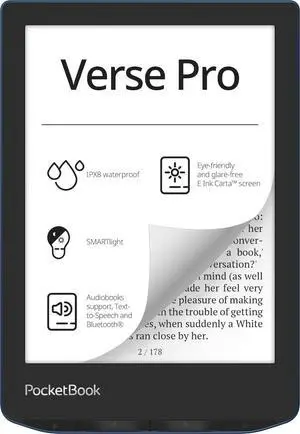 Verse Pro E-Reader Waterproof | Eye-Friendly 6'' E-Ink Carta HD Touchscreen | Audio-Book & E-Book Reader | Text-to-Speech Function | SMARTlight | 16GB | WiFi & Bluetooth | Azure Verse Pro E-Reader Waterproof | Eye-Friendly 6'' E-Ink Carta HD Touchscreen | Audio-Book & E-Book Reader | Text-to-Speech Function | SMARTlight | 16GB | WiFi & Bluetooth | Azure