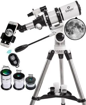 Telescope, Telescopes for Adults, 80mm AZ Space Astronomical Refractor Telescope Kids, Adults Astronomy, German Technology Scope Telescope, Telescopes for Adults, 80mm AZ Space Astronomical Refractor Telescope Kids, Adults Astronomy, German Technology Scope