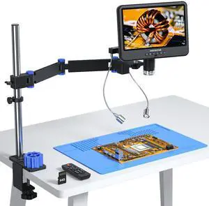 AD208S-FA 4K HDMI Digital Microscope for Soldering 10.1" Screen | Articulating Boom Arm, 4K HDMI, 3840P UHD Video Audio Record, Electronic Microscope with Anti-Static Mat, 64GB Card AD208S-FA 4K HDMI Digital Microscope for Soldering 10.1" Screen | Articulating Boom Arm, 4K HDMI, 3840P UHD Video Audio Record, Electronic Microscope with Anti-Static Mat, 64GB Card