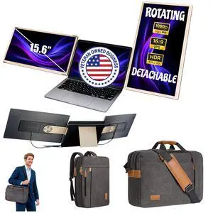 15.6" Dual Laptop Screen Extender - Laptop Bag & Cleaning Kit Included - FHD 1080P IPS - Detachable & Adjustable Monitor Extender - with Speakers - Compatible with Mac/Android/Win 15.6" Dual Laptop Screen Extender - Laptop Bag & Cleaning Kit Included - FHD 1080P IPS - Detachable & Adjustable Monitor Extender - with Speakers - Compatible with Mac/Android/Win