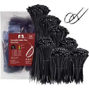 Zip Ties Assorted Sizes 700 Pack 4+6+8+10+12 Inch Cable Ties Heavy Duty 40lbs Plastic Wire Ties UV Resistant Zipties Black Small Zip Tie Wraps Assortment Cord Management for Home, Office, Gardening Zip Ties Assorted Sizes 700 Pack 4+6+8+10+12 Inch Cable Ties Heavy Duty 40lbs Plastic Wire Ties UV Resistant Zipties Black Small Zip Tie Wraps Assortment Cord Management for Home, Office, Gardening