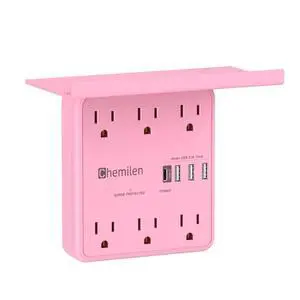 Wall Charger with Shelf 6 Outlet Extender with 4 USB Ports, ETL Listed Pink | Power Strip with Adapter Spaced Outlets - Multi Plug Outlet Surge Protector for Home Office Travel Wall Charger with Shelf 6 Outlet Extender with 4 USB Ports, ETL Listed Pink | Power Strip with Adapter Spaced Outlets - Multi Plug Outlet Surge Protector for Home Office Travel