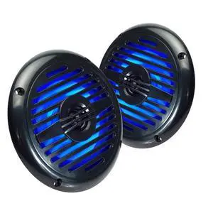 5.25 Water Resistant Coaxial Speakers with Blue LED Lights for Marine, RVs, & Hot Tubs Pair 5.25 Water Resistant Coaxial Speakers with Blue LED Lights for Marine, RVs, & Hot Tubs Pair