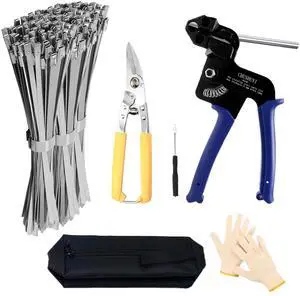 Heavy Steel Cable Tie ToolStainless Steel Zip Tie Gun, Metal Tie Wrap Gun Kit, Duty Outdoor Adjustable Fastening Cutting Tie Tool Sets with 100pcs Self-Locking Metal Steel Zip Ties Heavy Steel Cable Tie ToolStainless Steel Zip Tie Gun, Metal Tie Wrap Gun Kit, Duty Outdoor Adjustable Fastening Cutting Tie Tool Sets with 100pcs Self-Locking Metal Steel Zip Ties