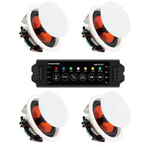 8 Inch Bluetooth Ceiling Speakers with 4-Channel Amplifier, 800W Max Power, 4 Speakers - Crisp Clear Sound for Living Room, Office, Kitchen, Basement, Covered Patio 8 Inch Bluetooth Ceiling Speakers with 4-Channel Amplifier, 800W Max Power, 4 Speakers - Crisp Clear Sound for Living Room, Office, Kitchen, Basement, Covered Patio