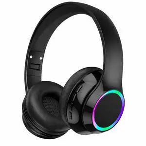 Bluetooth Headphones, Over Ear Wireless Headphones, RGB Light, Foldable Lightweight Headset with Microphone, Wireless Headphones for Cell Phone, Music, Gaming, School, Home Office Bluetooth Headphones, Over Ear Wireless Headphones, RGB Light, Foldable Lightweight Headset with Microphone, Wireless Headphones for Cell Phone, Music, Gaming, School, Home Office