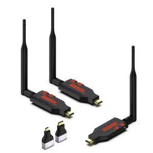 Wireless HDMI,One Transmitter and Two Receiver, 330FT/100M 4K Decode 1080P Output,Plug & Play Portable 2.4G/5G Wireless HDMI Extender Kit Support Simultaneous Playback on Multiple Devices (1 TX+2 RX Wireless HDMI,One Transmitter and Two Receiver, 330FT/100M 4K Decode 1080P Output,Plug & Play Portable 2.4G/5G Wireless HDMI Extender Kit Support Simultaneous Playback on Multiple Devices (1 TX+2 RX