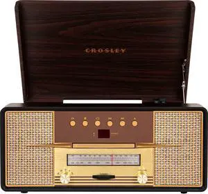 CR7016A-MA Rhapsody 7-in-1 Record Player, Mahogany | 3-Speed Turntable, Bluetooth In, Built-in Full-Range Stereo Speakers, AM/FM Radio, CD Player CR7016A-MA Rhapsody 7-in-1 Record Player, Mahogany | 3-Speed Turntable, Bluetooth In, Built-in Full-Range Stereo Speakers, AM/FM Radio, CD Player