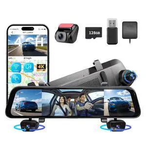 12" 4K+1080Px3,4 Channel Mirror Dash Cam Front and Rear with STARVIS Sensor, Rear View Mirror Camera,Back up Camera for Cars,8 IR Night Vision,WiFi,GPS,Voice Control,Free 128G SD 12" 4K+1080Px3,4 Channel Mirror Dash Cam Front and Rear with STARVIS Sensor, Rear View Mirror Camera,Back up Camera for Cars,8 IR Night Vision,WiFi,GPS,Voice Control,Free 128G SD