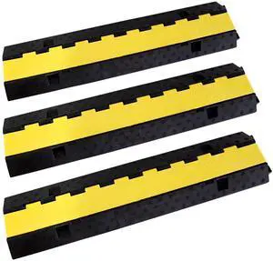 Rubber Cable Ramp Cord Cover Cable Protector Ramps Wire Hose Protective 22000Lbs Load Capacity Traffic 2 Channel Speed Bump for Asphalt Concrete Gravel Driveway Indoor Outdoor, 3 Packs Rubber Cable Ramp Cord Cover Cable Protector Ramps Wire Hose Protective 22000Lbs Load Capacity Traffic 2 Channel Speed Bump for Asphalt Concrete Gravel Driveway Indoor Outdoor, 3 Packs