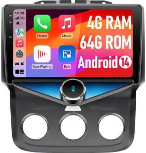 Dodge Ram 1500 Car Stereo for 2013 2014 2015 2016 2017 2018 Ram 1500 2500 3500 Manual AC, 9-Inch QLED Android 14 Radio, 4GB+64GB, Wireless CarPlay, Android Auto, GPS, Backup Camera Dodge Ram 1500 Car Stereo for 2013 2014 2015 2016 2017 2018 Ram 1500 2500 3500 Manual AC, 9-Inch QLED Android 14 Radio, 4GB+64GB, Wireless CarPlay, Android Auto, GPS, Backup Camera