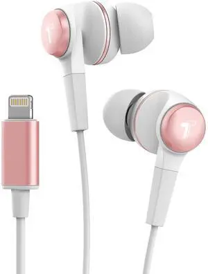 iPhone Earphones (Apple MFi Certified) V120 in Ear Wired Lightning Earbuds (Sweat/Water Resistant) Headphones with Mic/Volume Remote for iPhone 12/13/14 Pro Max - Rose Gold iPhone Earphones (Apple MFi Certified) V120 in Ear Wired Lightning Earbuds (Sweat/Water Resistant) Headphones with Mic/Volume Remote for iPhone 12/13/14 Pro Max - Rose Gold