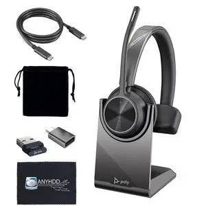 Poly Voyager 4310 UC Wireless Headset + Charge Stand - Connect to PC/Mac & Cell Phone, Single-Ear Headset with Mic + Charging Station + USB A to C Adapter + USB C-C Cable + Pouch + Microfiber Cloth Poly Voyager 4310 UC Wireless Headset + Charge Stand - Connect to PC/Mac & Cell Phone, Single-Ear Headset with Mic + Charging Station + USB A to C Adapter + USB C-C Cable + Pouch + Microfiber Cloth