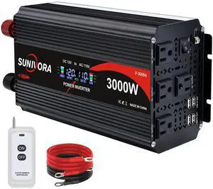 3000 Watt Power Inverter 12V to 110V/120V DC to AC Converter 6000W Peak, with Remote Control & LCD, 4 AC Outlets & 4 USB Ports Power Inverters for Vehicles Car Truck Boat RV Camping Solar System EPS 3000 Watt Power Inverter 12V to 110V/120V DC to AC Converter 6000W Peak, with Remote Control & LCD, 4 AC Outlets & 4 USB Ports Power Inverters for Vehicles Car Truck Boat RV Camping Solar System EPS
