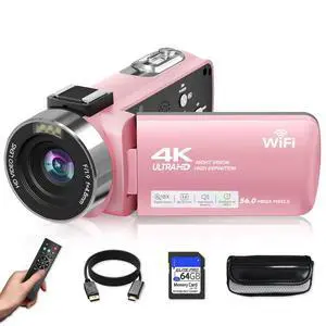 Video Camera, 4K Camcorder 56MP Digital Video Recorder 18X Zoom 3" 270° Rotation Touchscreen IR Night Vision, Wifi Vlogging Camera for YouTube 64GB Card Anti-Shake Remote Control Camera Bag Lens Cap Video Camera, 4K Camcorder 56MP Digital Video Recorder 18X Zoom 3" 270° Rotation Touchscreen IR Night Vision, Wifi Vlogging Camera for YouTube 64GB Card Anti-Shake Remote Control Camera Bag Lens Cap