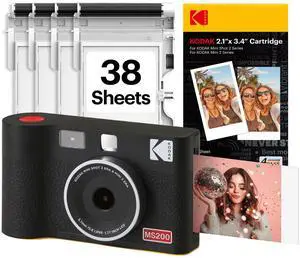 Mini Shot 2 ERA 2x3 Instant Camera, Photo Printer, 38 Sheet, Black | Bluetooth, iPhone & Android Smartphone Compatible, 13MP Camera, Retake Before Printing, Water, Fingerprint & Fade Resistant Mini Shot 2 ERA 2x3 Instant Camera, Photo Printer, 38 Sheet, Black | Bluetooth, iPhone & Android Smartphone Compatible, 13MP Camera, Retake Before Printing, Water, Fingerprint & Fade Resistant