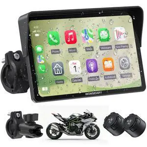 W722TPMS 7" Wireless Motorcycle CarPlay & Android Auto with TPMS | IP67 Waterproof Motorcycle GPS Touchscreen with Dual Bluetooth Audio,EQ, Light Sensor,USB/ACC Power for Riding W722TPMS 7" Wireless Motorcycle CarPlay & Android Auto with TPMS | IP67 Waterproof Motorcycle GPS Touchscreen with Dual Bluetooth Audio,EQ, Light Sensor,USB/ACC Power for Riding