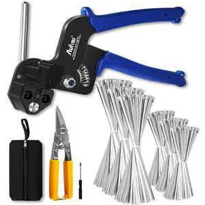 Stainless Steel Cable Tie Gun, 300PCS 304 Metal Zip Ties Heavy Duty Outdoor, 200LBS Tensile Strength & UV Resistant for Vehicles Exhaust Wrap Wire Fence Chicken Coop Stainless Steel Cable Tie Gun, 300PCS 304 Metal Zip Ties Heavy Duty Outdoor, 200LBS Tensile Strength & UV Resistant for Vehicles Exhaust Wrap Wire Fence Chicken Coop