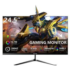 24.5 Inch Gaming Monitor, 200Hz Refresh Rate, FHD 1920x1080, Fast Response Time, Built-in Speakers, Metal Stand, VESA Compatible, for PC Gamers and Home Setup 24.5 Inch Gaming Monitor, 200Hz Refresh Rate, FHD 1920x1080, Fast Response Time, Built-in Speakers, Metal Stand, VESA Compatible, for PC Gamers and Home Setup