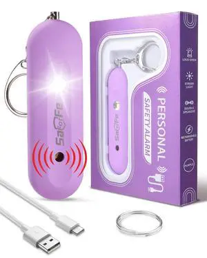 Personal Safety Alarm for Women - Waterproof Rechargeable Security Alarm - 140dB Extra Loud Siren with SOS Strobe Light - Self Defense Keychain for Women Girls Teens Seniors Personal Safety Alarm for Women - Waterproof Rechargeable Security Alarm - 140dB Extra Loud Siren with SOS Strobe Light - Self Defense Keychain for Women Girls Teens Seniors