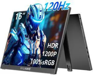 16" 1200P 120Hz Portable Monitor, 100% sRGB Portable Gaming Monitor with Built-in Stand,HDR and Freensync, External USB C Monitor for Laptop, PC, Phone, Switch and PS5 (Black) 16" 1200P 120Hz Portable Monitor, 100% sRGB Portable Gaming Monitor with Built-in Stand,HDR and Freensync, External USB C Monitor for Laptop, PC, Phone, Switch and PS5 (Black)