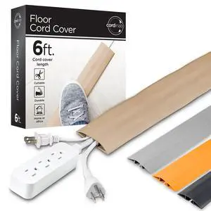 6ft Floor Cord Cover, Cable Protector, Hide Extension Cords | Protect Cords, Prevent Cable Trips, Heavy Duty Cord Hider - Cable Cavity = 0.75" (W) x 0.43" (H) - Tan 6ft Floor Cord Cover, Cable Protector, Hide Extension Cords | Protect Cords, Prevent Cable Trips, Heavy Duty Cord Hider - Cable Cavity = 0.75" (W) x 0.43" (H) - Tan