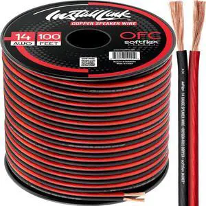 14 AWG Gauge Speaker Wire (100 Feet) Car or Home Theater (OFC) | Pure OFC Copper, 14/2 Speaker Cable, 2-Conductor, Frosted Red/Black, Easy Strip, Polarity ID, for Car Audio & Home Stereo 14 AWG Gauge Speaker Wire (100 Feet) Car or Home Theater (OFC) | Pure OFC Copper, 14/2 Speaker Cable, 2-Conductor, Frosted Red/Black, Easy Strip, Polarity ID, for Car Audio & Home Stereo