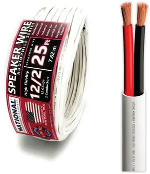 s - 12/2 Audiophile Speaker Wire (25 Feet) 12AWG Gauge - Made in USA - in Wall Audio Speaker Wire Cable/CL Rated/ETL Listed / 2 Conductors - OFC Oxygen-Free Copper, White 25ft s - 12/2 Audiophile Speaker Wire (25 Feet) 12AWG Gauge - Made in USA - in Wall Audio Speaker Wire Cable/CL Rated/ETL Listed / 2 Conductors - OFC Oxygen-Free Copper, White 25ft