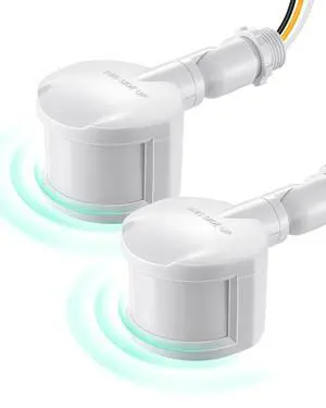 2 Pack 180° Motion Sensor, Adjustable Time/Range to 60FT, White | 3 Modes, Replacement Motion Detector, Rotatable Sensor Neck, Adjustable Delay Time, Ideal for Security Floodlights, UL Listed 2 Pack 180° Motion Sensor, Adjustable Time/Range to 60FT, White | 3 Modes, Replacement Motion Detector, Rotatable Sensor Neck, Adjustable Delay Time, Ideal for Security Floodlights, UL Listed