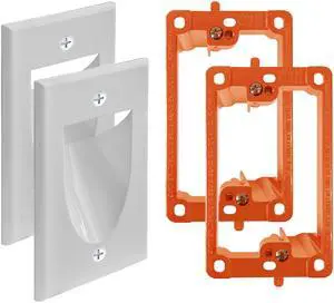 2 Pack Wall Plate Cable Pass Through with Bracket - In Wall Cable Management Kit - Recessed Cable Wall Plate Pair with Single Gang Low Voltage Mounting Bracket - Decorator Cover for Low Voltage Cables 2 Pack Wall Plate Cable Pass Through with Bracket - In Wall Cable Management Kit - Recessed Cable Wall Plate Pair with Single Gang Low Voltage Mounting Bracket - Decorator Cover for Low Voltage Cables
