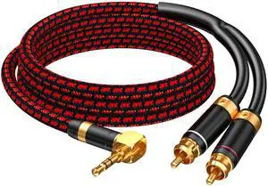 3.5mm to 2 RCA Audiophile Audio Cable Stereo Braided Gold Plated Oxgen-Free Copper Core for Smartphones Tablets Speakers Home Theater (Right Angle 3.5mm, 3.2FT) 3.5mm to 2 RCA Audiophile Audio Cable Stereo Braided Gold Plated Oxgen-Free Copper Core for Smartphones Tablets Speakers Home Theater (Right Angle 3.5mm, 3.2FT)
