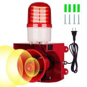 AC110V Industrial Siren Alarm Strobe Light-120dB Loud Horn&Red Beacon Warning Light,Waterproof Indoor/Outdoor Safety Alarm for Emergency,Factory,Office,Fires,Tornado,Intruders,Animal Deterrent AC110V Industrial Siren Alarm Strobe Light-120dB Loud Horn&Red Beacon Warning Light,Waterproof Indoor/Outdoor Safety Alarm for Emergency,Factory,Office,Fires,Tornado,Intruders,Animal Deterrent