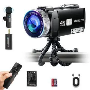 Manual Focus 2026 New 4K 60FPS Digital Camcorder, Video Camera with Touch Screen, 2.4G Remote Control, External Lavalier Microphone, Octopus Tripod, 32G TF Card & 2 Batteries for Vlogging Manual Focus 2026 New 4K 60FPS Digital Camcorder, Video Camera with Touch Screen, 2.4G Remote Control, External Lavalier Microphone, Octopus Tripod, 32G TF Card & 2 Batteries for Vlogging