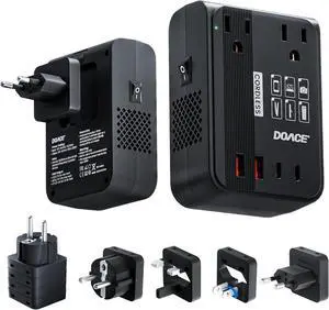 350W Travel Voltage Converter US to Europe 220V to 110V Converter for Curling Iron Straightener Converter for European Travel 4 USB Charging Universal Power Plug Adapter UK/AU/US/EU, Black 350W Travel Voltage Converter US to Europe 220V to 110V Converter for Curling Iron Straightener Converter for European Travel 4 USB Charging Universal Power Plug Adapter UK/AU/US/EU, Black