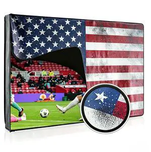 Leather Outdoor TV Cover 70-75 Inch Vinyl Fabric, Marine Faux Leather Waterproof & Weatherproof TV Cover with Roll Up Front, Zipper Closure & Remote Control Pocket, American Flag Leather Outdoor TV Cover 70-75 Inch Vinyl Fabric, Marine Faux Leather Waterproof & Weatherproof TV Cover with Roll Up Front, Zipper Closure & Remote Control Pocket, American Flag