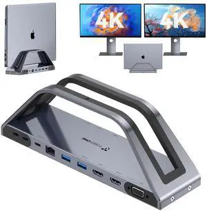 14-in-1 MacBook Pro/Air Docking Station Dual 4K Monitor, Laptop Docking Station Stand for MacBook M1-M5/Neo, Driver-Based, USB C Dock with 65W Power Adapter, 2 HDMI,VGA, 5Gbps USB, RJ45 14-in-1 MacBook Pro/Air Docking Station Dual 4K Monitor, Laptop Docking Station Stand for MacBook M1-M5/Neo, Driver-Based, USB C Dock with 65W Power Adapter, 2 HDMI,VGA, 5Gbps USB, RJ45