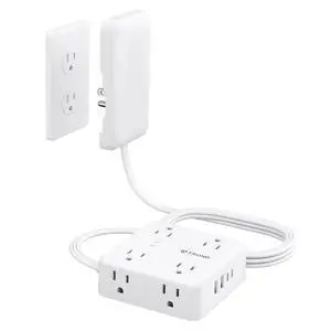 6FT Outlet Cover Extension Cord with 8 Outlet and 4 USB Ports | Flat Power Strip Cord Concealer, 2 USB A & 2 USB C, 1700 Surge Protector, Idea for Home Improvement to Hide TV Messy Cord 6FT Outlet Cover Extension Cord with 8 Outlet and 4 USB Ports | Flat Power Strip Cord Concealer, 2 USB A & 2 USB C, 1700 Surge Protector, Idea for Home Improvement to Hide TV Messy Cord