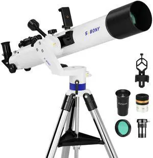 SV520 Telescope for Adults, 90mm Aperture 800mm Focal Length, Metal | Refractor with Alt-Azimuth Mount, Telescope Kit for Beginners, with PL10, K25 Eyepieces, Barlow Len, Moon filter Phone Mount SV520 Telescope for Adults, 90mm Aperture 800mm Focal Length, Metal | Refractor with Alt-Azimuth Mount, Telescope Kit for Beginners, with PL10, K25 Eyepieces, Barlow Len, Moon filter Phone Mount