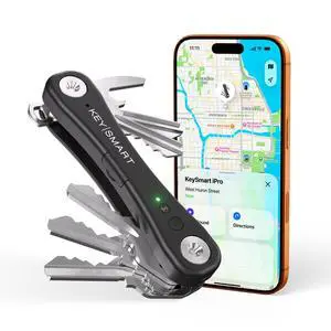 KeySmart iPro - Key Finder Locator with Sound, Keychain Key Holder, Apple Find My App Compatible, Key Organizer, Compact Clutter-Free Key Chain Tracker, Rechargeable Battery (Up to 14 Keys, Black) KeySmart iPro - Key Finder Locator with Sound, Keychain Key Holder, Apple Find My App Compatible, Key Organizer, Compact Clutter-Free Key Chain Tracker, Rechargeable Battery (Up to 14 Keys, Black)