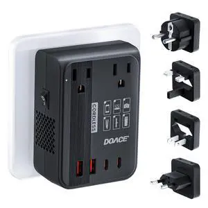 350W 220V to 110V Voltage Converter with Travel Adapter, Black | 4 USB Ports, Works with Hair Straighteners & Curling Irons, UK/EU/US/AU Plug Compatibility 350W 220V to 110V Voltage Converter with Travel Adapter, Black | 4 USB Ports, Works with Hair Straighteners & Curling Irons, UK/EU/US/AU Plug Compatibility