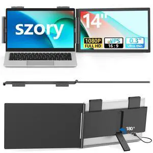 Laptop Screen Extender, 14" FHD 1080P IPS Laptop Monitor Extender Dual Screen, Portable Monitor for Laptops 13.3-16.1" with USB-C/HDMI Port, Plug & Play for Windows/Mac/Android/Switch/PS5 Laptop Screen Extender, 14" FHD 1080P IPS Laptop Monitor Extender Dual Screen, Portable Monitor for Laptops 13.3-16.1" with USB-C/HDMI Port, Plug & Play for Windows/Mac/Android/Switch/PS5