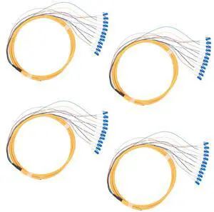 4Pcs 1.5 Meter 12 Strand SingleMode 9/125 LC-UPC Fiber Pigtail, 12 Color-Coded LC Cable Fiber Optic Patch Cord with Zirconia Ceramic Ferrule Plug for Fusion Splicing 4Pcs 1.5 Meter 12 Strand SingleMode 9/125 LC-UPC Fiber Pigtail, 12 Color-Coded LC Cable Fiber Optic Patch Cord with Zirconia Ceramic Ferrule Plug for Fusion Splicing