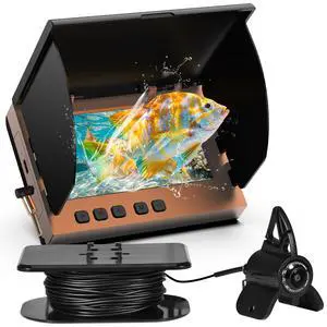 Underwater Fishing Camera, 4.3 Inch LCD, Infrared Night Vision, Wide Angle IP68 Waterproof Portable Fish Camera for Ice, Lake, Boat & Kayak Fishing (Gold) Underwater Fishing Camera, 4.3 Inch LCD, Infrared Night Vision, Wide Angle IP68 Waterproof Portable Fish Camera for Ice, Lake, Boat & Kayak Fishing (Gold)