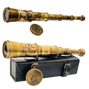Rare Brass Telescope Spyglass - East India Company 1818 Tracker Vintage Pirate Spyglass Scope Antique Large Handstitched Leather Gift Box (BT-EIC17) Rare Brass Telescope Spyglass - East India Company 1818 Tracker Vintage Pirate Spyglass Scope Antique Large Handstitched Leather Gift Box (BT-EIC17)
