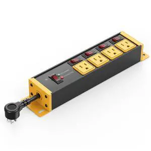 20 Amp Individual Switches Outlet Extender, 12 Gauge Short Flat Extension Cord, Kitchen, Travel, Garage, Industrial Heavy Duty Power Strip Surge Protector. 0.2FT, Yellow 20 Amp Individual Switches Outlet Extender, 12 Gauge Short Flat Extension Cord, Kitchen, Travel, Garage, Industrial Heavy Duty Power Strip Surge Protector. 0.2FT, Yellow