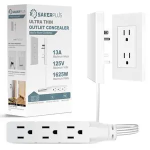 Outlet Concealer Power Strip Baby Proof, 5ft Ultra Flat Plug Cord | Ultra-thin Outlet Cover Extender with 3 AC Outlets, 1625W Power, Child & Pet safe for Kitchen, Home Office, and Tight Spaces Outlet Concealer Power Strip Baby Proof, 5ft Ultra Flat Plug Cord | Ultra-thin Outlet Cover Extender with 3 AC Outlets, 1625W Power, Child & Pet safe for Kitchen, Home Office, and Tight Spaces