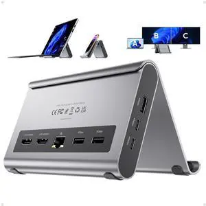 USB C Docking Station Dual Monitor, Laptop Dock for Windows with HDMI 4K | Laptop Docking Staion Stand, 3xUSB-C/A 10Gbps,2xUSB-A 5Gbps,RJ45,PD for Surface Pro11/10/9/8/Dell/HP/Lenovo/Asus/Acer USB C Docking Station Dual Monitor, Laptop Dock for Windows with HDMI 4K | Laptop Docking Staion Stand, 3xUSB-C/A 10Gbps,2xUSB-A 5Gbps,RJ45,PD for Surface Pro11/10/9/8/Dell/HP/Lenovo/Asus/Acer