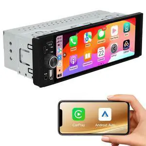 Single Din Car Stereo Radio Upgrade with CarPlay & Android Auto/6.36 Inch HD Touch Screen/Bluetooth/USB Type-C/SWC/EQ/FM Radio/External Mic Single Din Car Stereo Radio Upgrade with CarPlay & Android Auto/6.36 Inch HD Touch Screen/Bluetooth/USB Type-C/SWC/EQ/FM Radio/External Mic