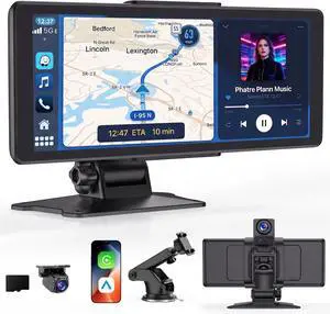 Fahren Portable 9" Apple Carplay Screen for Car with 2K Dash Cam & 1080P Backup Camera for All Vehicles, Android Wireless Carplay Screen for Car with Mirror Link/Bluetooth/AUX Fahren Portable 9" Apple Carplay Screen for Car with 2K Dash Cam & 1080P Backup Camera for All Vehicles, Android Wireless Carplay Screen for Car with Mirror Link/Bluetooth/AUX